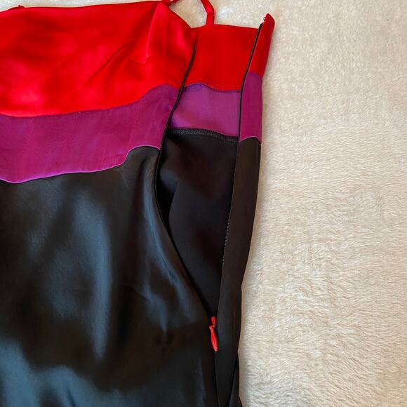 Express Y2K Colorblock Midi Slip Dress Women XS Black Red Purple Vampirecore NEW - Picture 8 of 11